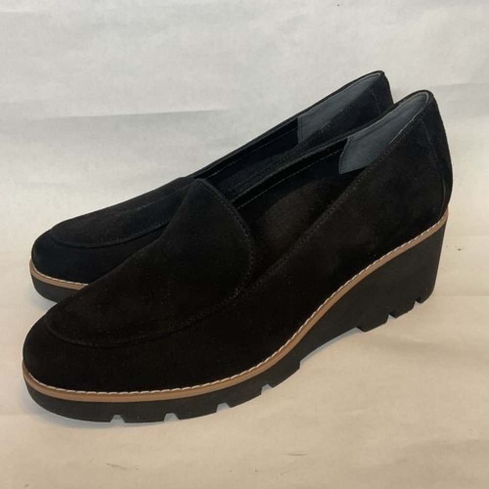 NWOB Vionic Ava Black Casual Slip On Wedge Loafers Shoes Women 9 Vietnam Suede